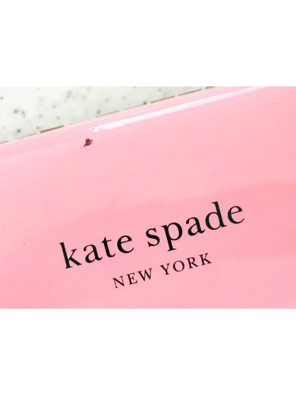 Kate Spade Pink & Green Clamshell Eyeglass Case with cloth